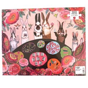 GreenBox Art Eli Halpin Carrot Cake 1000 Piece Jigsaw Puzzle Rabbits Flowers NEW